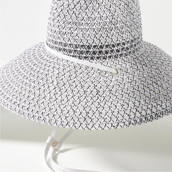 Anthropologie Sheer Navy White Sheer Lifeguard Rancher Woven Sun Beach Pool Hat - Picture 6 of 10
